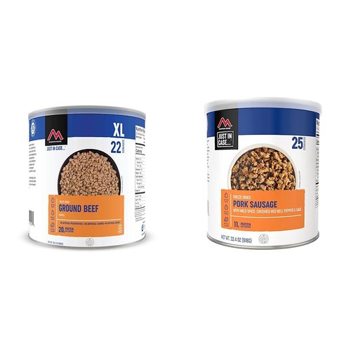 Mountain House Cooked Ground Beef | Freeze Dried Survival & Emergency Food | #10 Can Pork Sausage #10 Can | Freeze Dried Survival & Emergency Food | 25 Servings