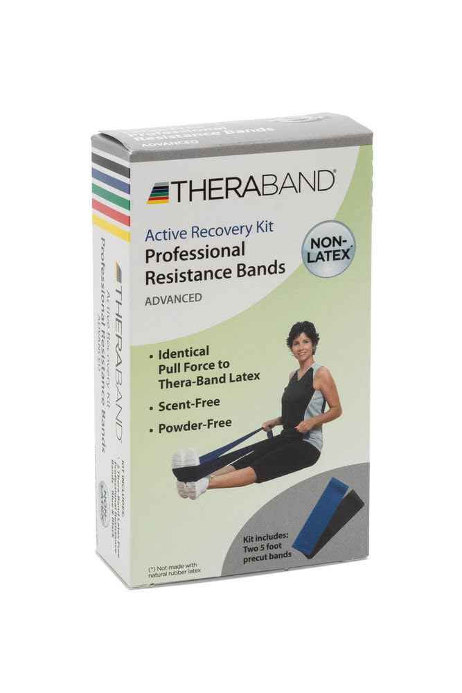 THERABAND Resistance Bands Set - Non-Latex Elastic Exercise Bands for Strength Training & Physical Therapy - Beginner Kit with Yellow, Red, Green