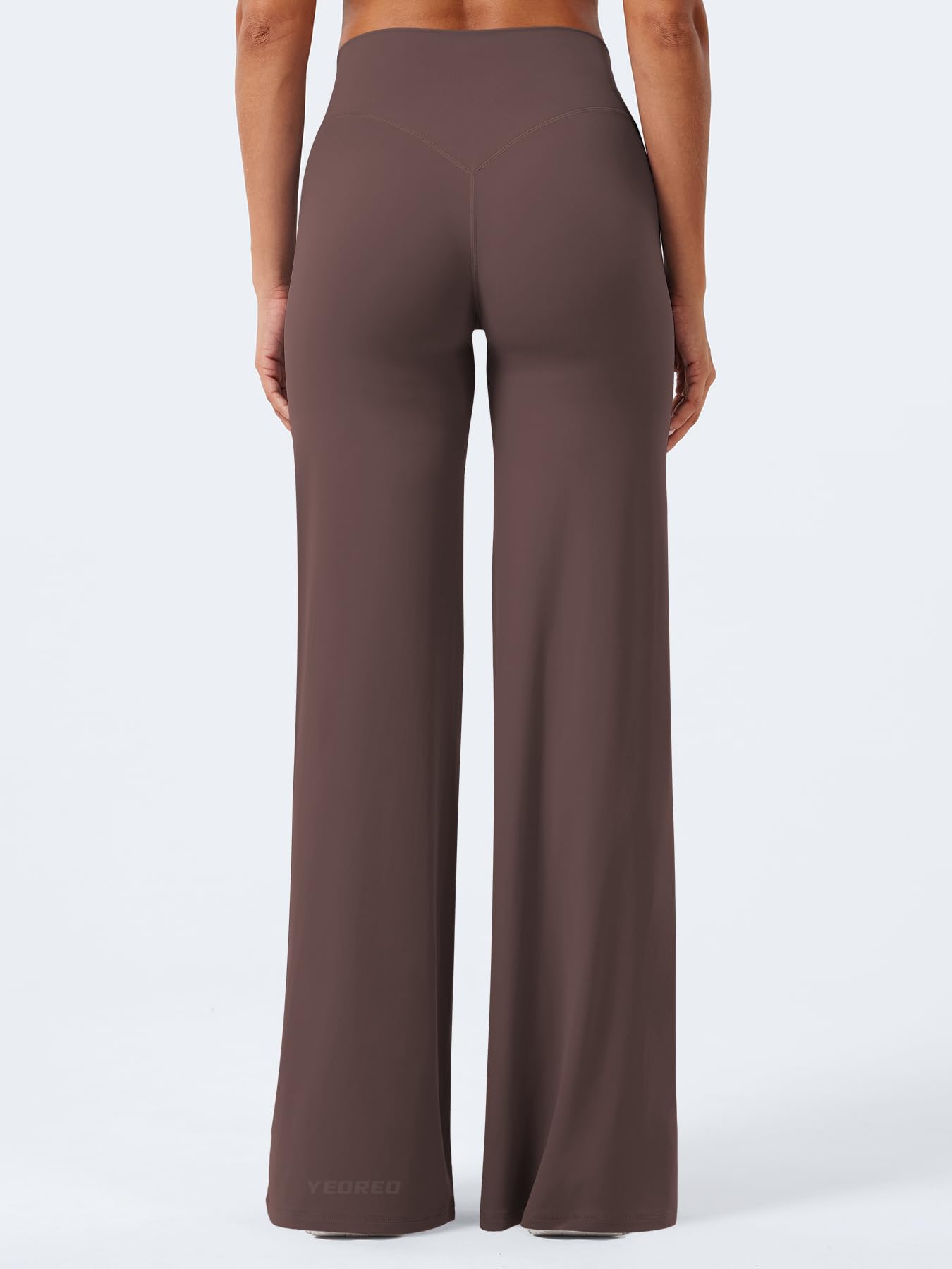 YEOREO Workout Leggings Womens No Front Seam Straight Leggings 35" High Waist Buttery Eddiy Gym Yoga Pants Plum Brown S