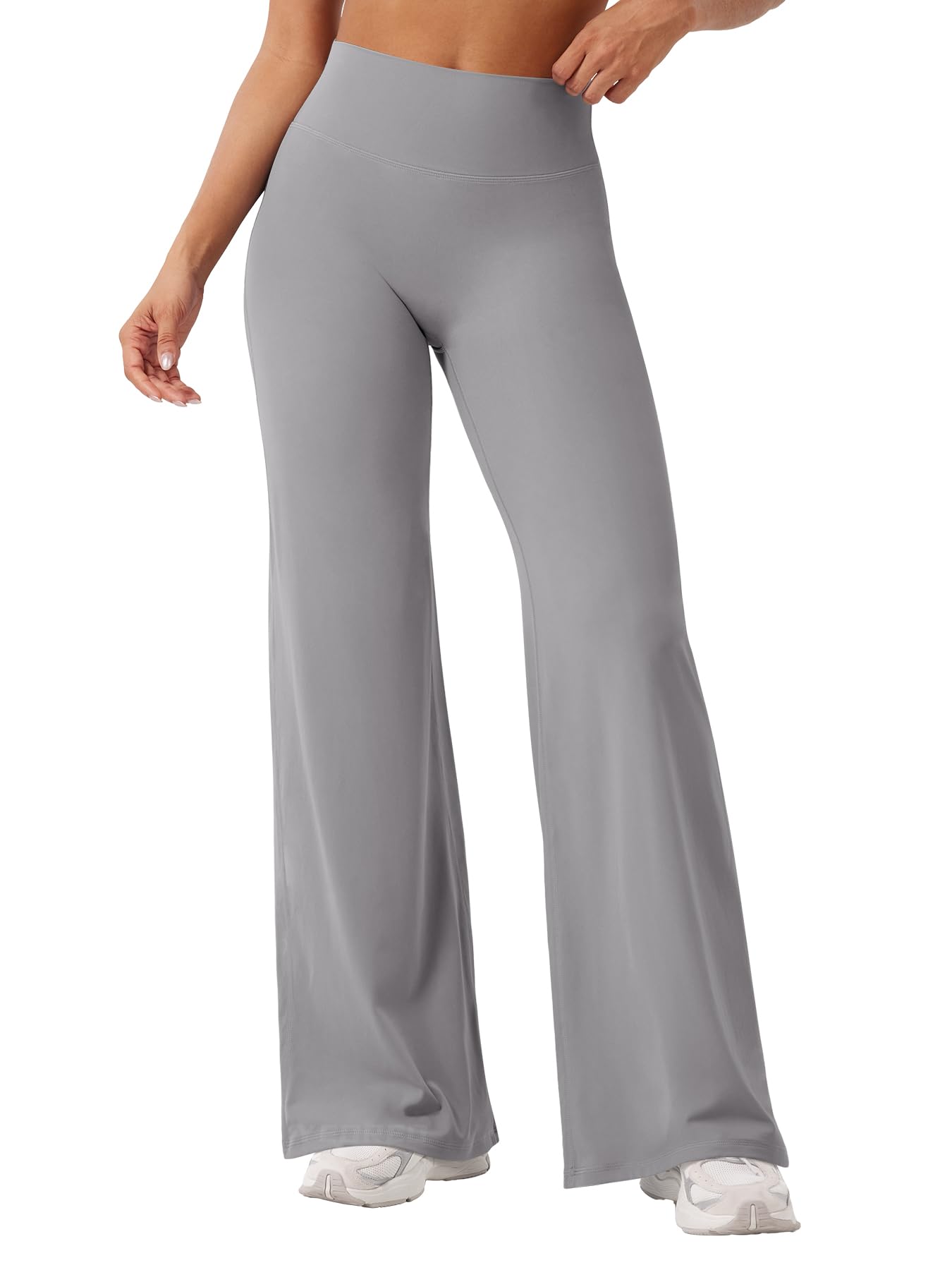 YEOREO Workout Leggings Womens No Front Seam Straight Leggings 31.5" High Waist Buttery Eddiy Gym Yoga Pants Gray L