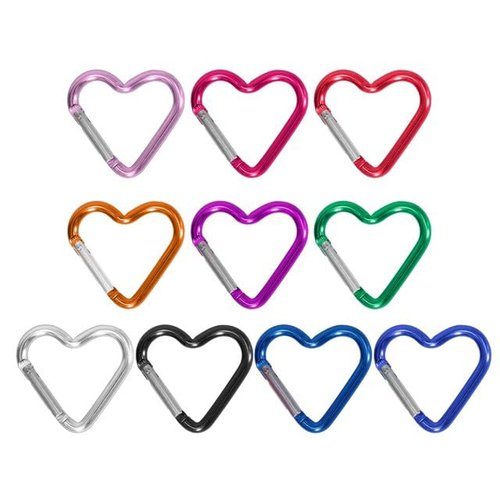 Heart Shaped Carabiner Clip Aluminum Alloy Keychain Clip Spring Snap Hook Camping Backpack Clips Heavy Duty Carabiner Lightweight Aluminum Alloy Keychain Clip Backpack Carabiner Rustproof Accessories