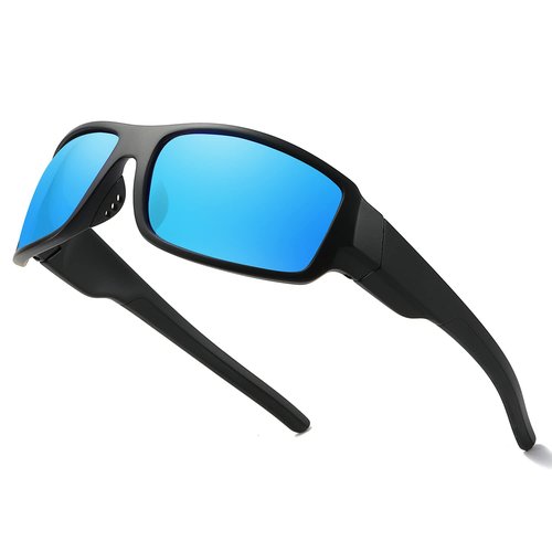 DUBERY Polarized Sports Sunglasses for Men Women Baseball Cycling Golf Fishing 100% UV Protection Shades D8040,Black/Blue