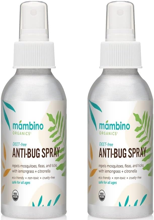 Anti-Bug Spray DEET-Free – Organic, All-Natural Bug Spray Travel Size with Essential Oils – Non-Toxic, Reef Safe, Face-Safe Bug Repellent for Babies, Kids, Adults by Mambino Organics, 4oz