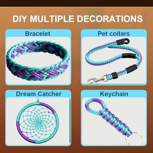 Micro Paracord 1.18mm x 100ft - Turquoise & Purple 2 Pack, Nylon Craft Cord