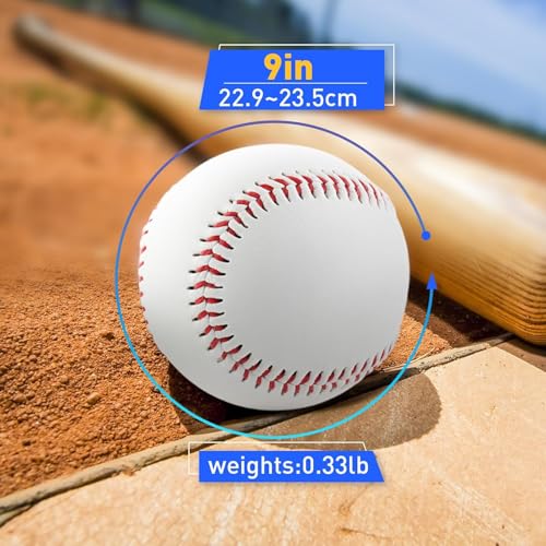 Hard Baseballs 3 Pack - Official Size 9 Inch for Youth & Adult Training