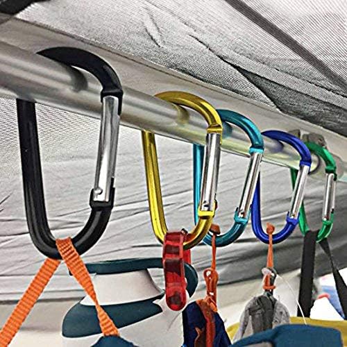 ZEINZE Carabiner Clip 3" Aluminum D-Ring Spring Loaded Gate Small Keychain Carabiners Clip Set for Outdoor Camping Mini Lock Hooks Spring Snap Link Key Chain Durable Improved Design 8 Pack