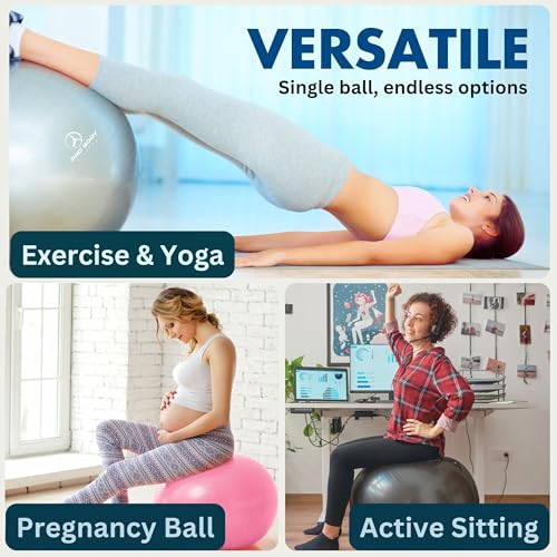 ProBody Pilates Yoga Ball - Gym Grade Exercise Ball, Blue, 15-18 Inches