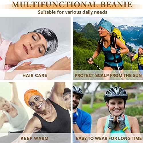 Bohend Bohemian Beanie Hats Headwear Cap Stretch Non Slip Bandanas Sleep Turbans Hats for Women Men Close top Head Covering