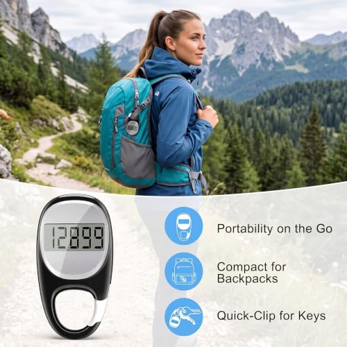 StepLify Accurate Pedometer with Carabiner - Walking Step Counter