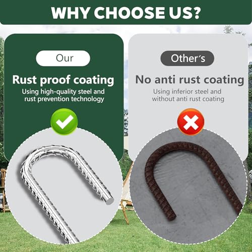 10 Pieces 12 Inch Long 1/4In Diameter Heavy Duty J Hooks,Heavy Duty Rebar Metal Fence Ground Garden Tent Stakes,Ground Spikes Anchors for Fencing,Outdoor Chicken Wire Trellis Stakes,Anti-Rust Silver