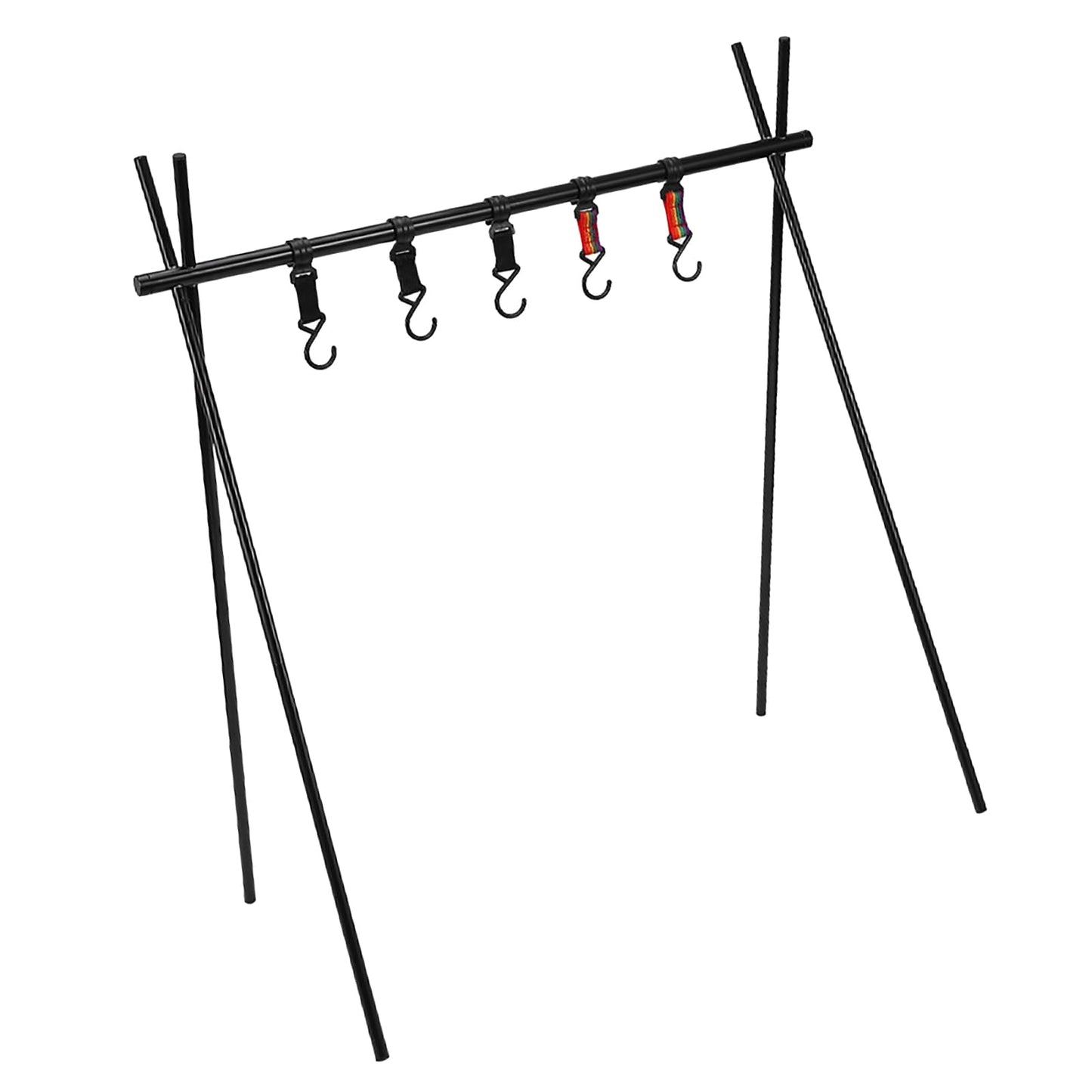 Alomejor Outdoor Camping Hanging Rack Foldable Portable Tripod Stand Quick Setup Lightweight Tools Cookware Storage Organizer Gear for Outdoor Enthusiasts