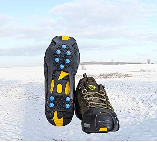 Ice Cleats, Ice Grippers Traction Cleats Shoes and Boots Rubber Snow Shoe Spikes Crampons with 10 Steel Studs Cleats Prevent Outdoor Activities from Wrestling