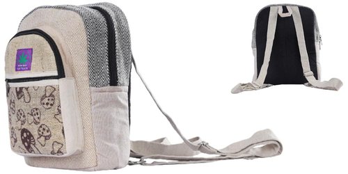 Hemp MINI backpack, Handmade & stylish Travel backpack with adjustable straps, Made by Nepali artist for adults