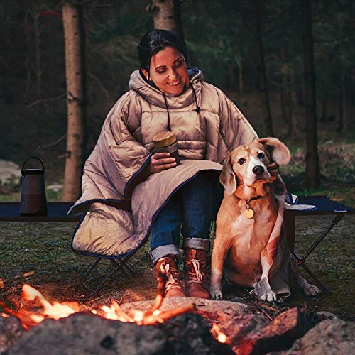 Wearable Hooded Blanket Sleeping Bag - Lightweight Thermal Cloak for Camping Hiking