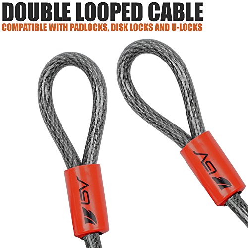 Heavy-Duty 4FT Steel Cable Lock with Loops - 10mm Braided Steel Weatherproof Security Chain Pair