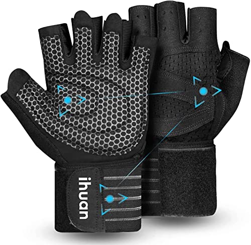 X-Small Black Ventilated Weight Lifting Gloves with Wrist Support for Men & Women