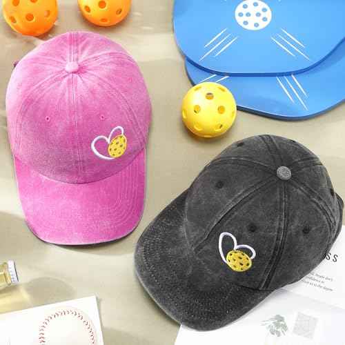 Hercicy 2 Pcs Baseball Cap for Women Men Retro Adjustable Fashion Sun Embroidered Heart Golf Hat for Hiking Travel Pink Grey