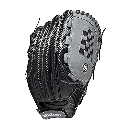 Wilson 14 Inch Slowpitch Softball Glove - Right Hand Throw, Black/Grey Web