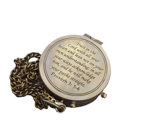 Trust in The Lord -Proverbs 3: 5-6 Quote Engraved Compass, Gifts Compass, 2025 Graduation Day Gifts- Baptism Gifts Compasses for Women Mens Boy Girls, Inspirational Christian Religious Gifts