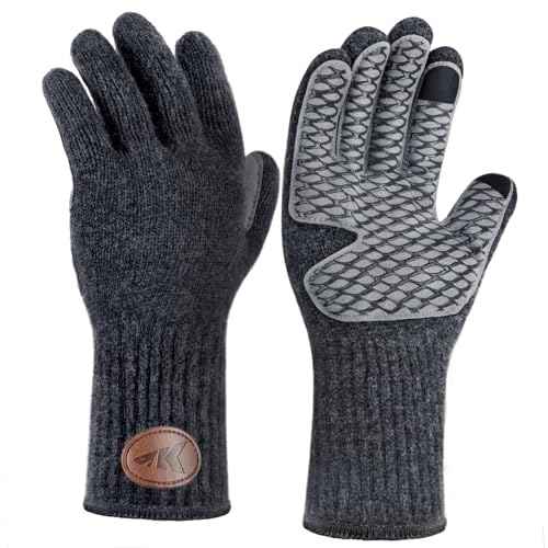 KastKing Bully Wooly Full Finger Gloves, Wool Fishing Gloves,Extended Cuff, Winter Gloves for Ice Fishing, Hunting, Hiking