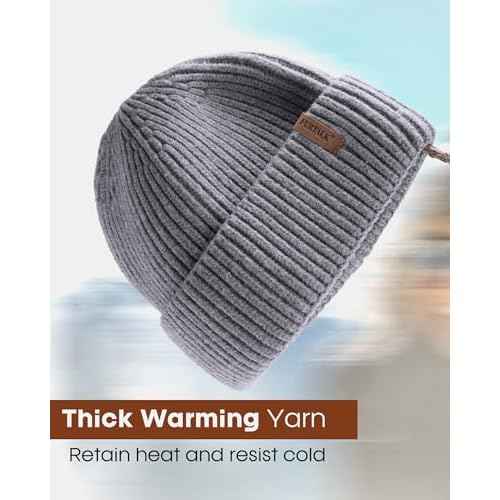 FURTALK Fisherman Beanie for Men Women Sytlish Short Cuff Knittet Watch Cap Winter Hats