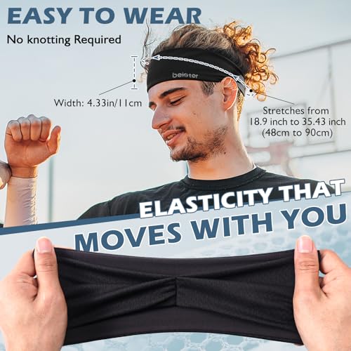 Blue2 Premium Sweat Wicking Headband for Men & Women - Non-Slip Workout Sports Band