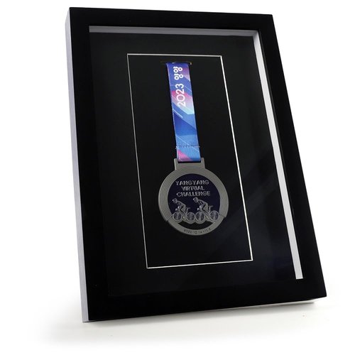 Solid Wood Medal Display Case, Frame for Sports and Military Medals, Badge Storage (Black, 6x8inch)
