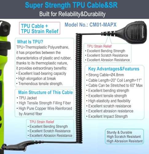 Rugged Speaker Microphone Compatible with Motorola XPR and APX Radios