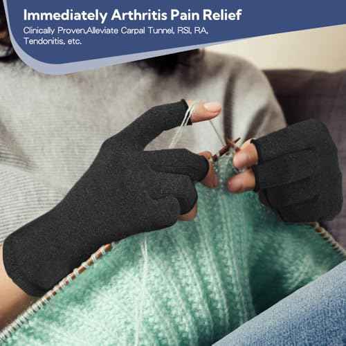 Arthritis Gloves for Women for Pain, Men and Women Fingerless Compression Wrap for Hand Pain and Osteoarthritis Compression Gloves,L,Black