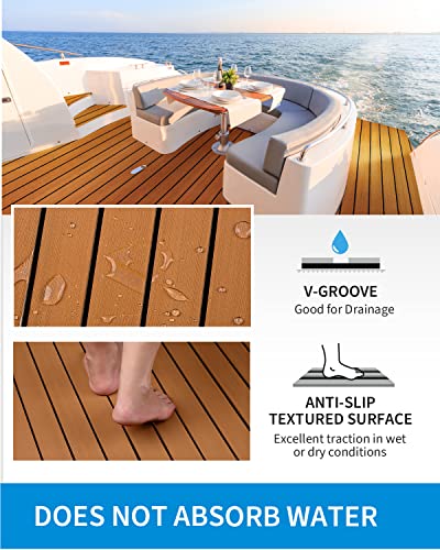 Boat Flooring EVA Foam Mat Brown with Black Seam Lines 96"L x 16.8"W - 11.2 sq ft