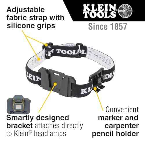 Klein Tools 80174 (2) Rechargeable LED Headlamps with Headlamp Bracket and Fabric Strap, 300 Lumen All-Day Runtime, for Klein Hard Hats, 3-Piece