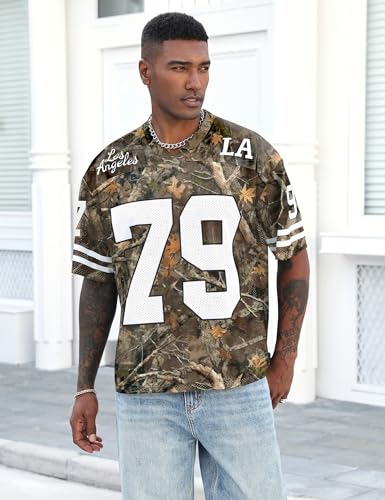 X-Large Oversized Camouflage Jersey Shirt for Women & Men Y2K V Neck Graphic Tee