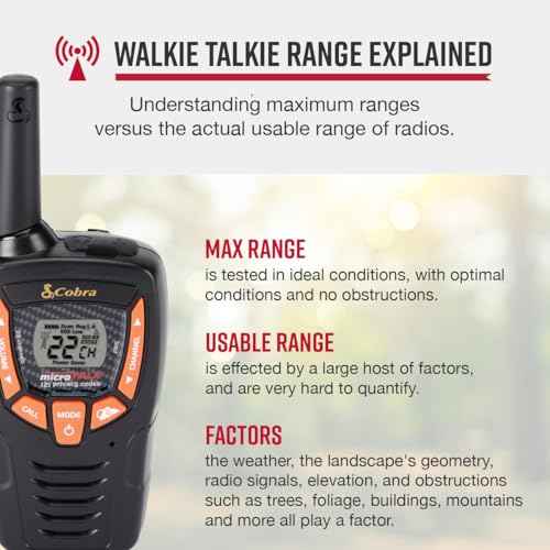 Cobra ACXT390 Walkie Talkies - Rechargeable, Lightweight, 22 Channels, 25-Mile Range Two-Way Radios with VOX (2-Pack)
