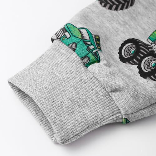 A-Cute Monster Truck Gray Hooded Dinosaur Hoodie Jacket for Toddler Boys 1-7 Years