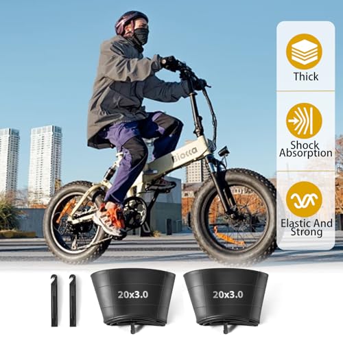 2 Pack 20 x 3.0 Fat Tire Tube Schrader Valve, Puncture Proof Bike Tubes for 20 x 3 Bicycle Tire, Butyl Rubber Inner Tube for EBike/Electric Bike/Mountain Bike