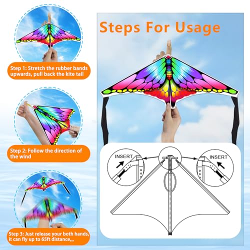 Butterfly Mini Kites for Kids Ages 3-12 - Easy to Fly Beach & Park Toys - 6 Pack