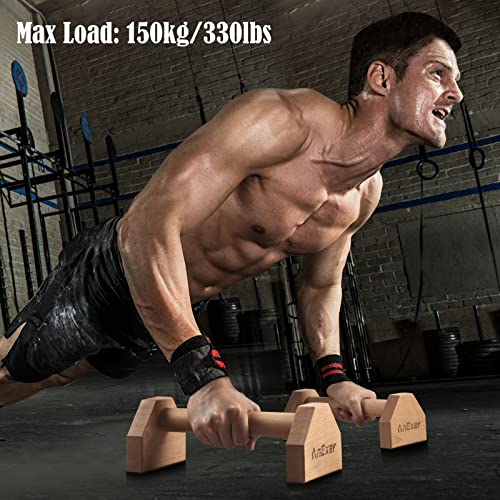 Beech Wood Parallettes Bars 30cm - Non-Slip Push Up Handles for Fitness