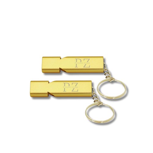 Potato Zone Survival Whistle – 120db Loud Aluminum Keychain, Portable Safety Tool for Camping, Hiking, Dog Training (2 Pack Gold)