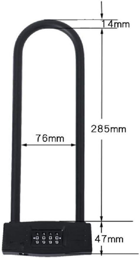 mioni 4 Digit U-Lock Motorcycle Lock/Bike Lock-resettable Combination U-Lock/D Bicycle Lock/Door Lock-, fix The Bicycle Without Carrying The Key. (Black)