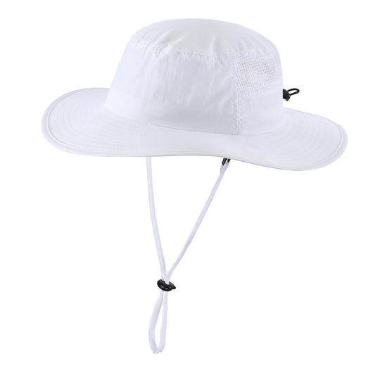 Home Prefer UPF50+ Mens Sun Hat Wide Brim Fishing Hat Breathable Mesh Beach Bucket Hat for Men Women (White)