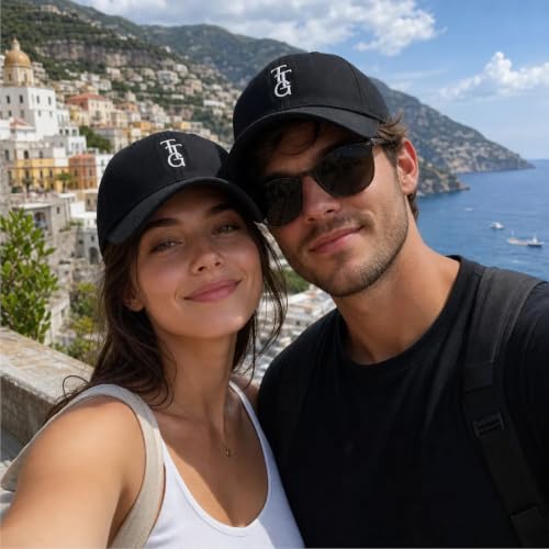 Black Embroidered Baseball Cap - Unisex Cotton Adjustable Hat for Men Women