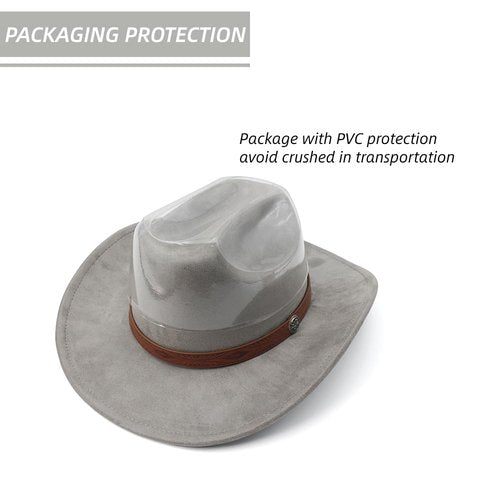 LIDHAY Cowboy Hat for Women Men Wide Brim Cowboy Cowgirl Hats Western Suede Cattleman Cowboy Hats 181KM Gray