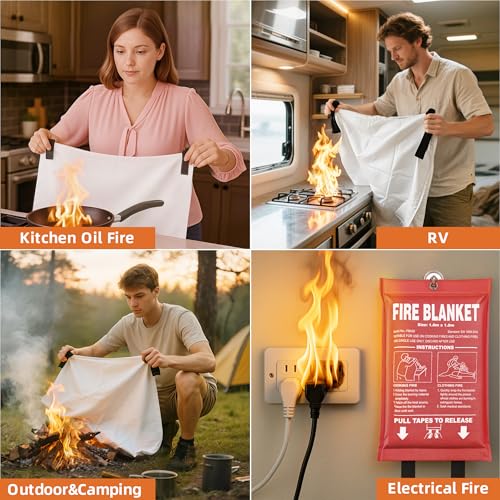 Emergency Fire Blanket 2 Pack - 40x40 Inches Home & Kitchen Safety