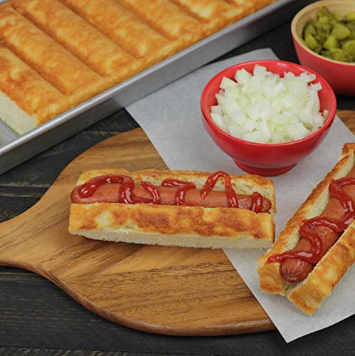 USA Pan Nonstick Hot Dog Bun and Lobster Roll Loaf Pan - 15 x 6 x 1.5 Inches, Aluminum Steel