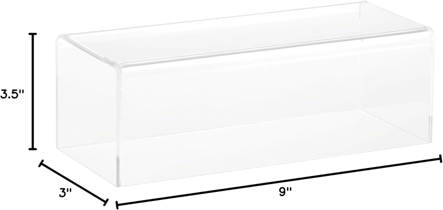 Plymor Clear Acrylic Display Case with Hardwood Base, 9" W x 3.5" D x 3" H