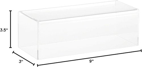 Clear Acrylic Display Case with Hardwood Base - 9" W x 3.5" D x 3" H for Collectibles
