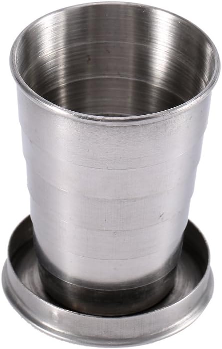 Fdit Travel Folding Cup S/M/L Stainless Steel Cup Camp Keychain Design Retractable Telescopic Collapsible Cup(S)