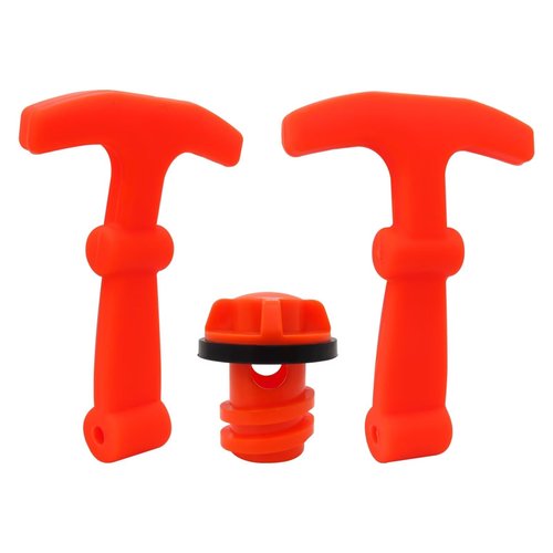 WELURE Cooler Drain Plugs Lid T Latch Straps Handles Replacement Fit for RTIC YETI Coolers,Smellless and Eco-Friendly Silicon (2 Pack Orange Straps + 1 Pack Drain Plug)