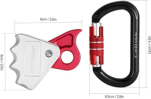 Lixada Rope Grab with 24KN Quick Lock Rock Climbing Fall Protection Safety Clip Outward Bound Training Protection Rescue Lanyard Grab