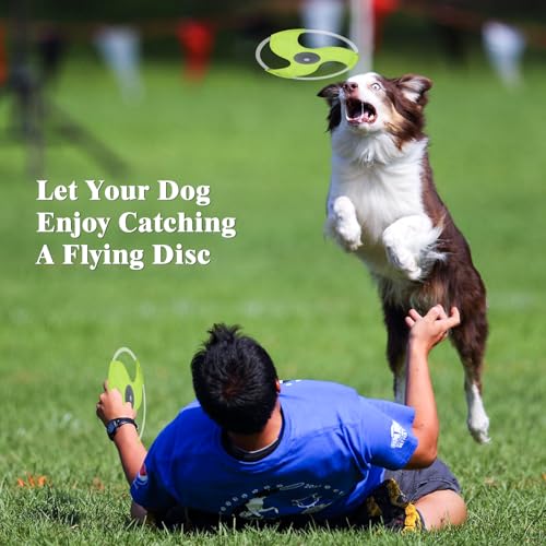 LED Dog Flying Disc - Rechargeable Glow in The Dark Pet Toy for Training - Green-3